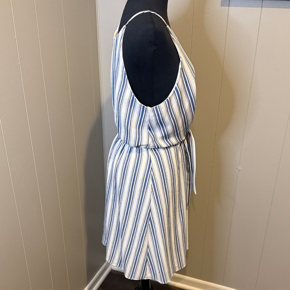Aqua Women’s Large Striped Blue and White Midi Dress with Waist Tie - Picture 4 of 6